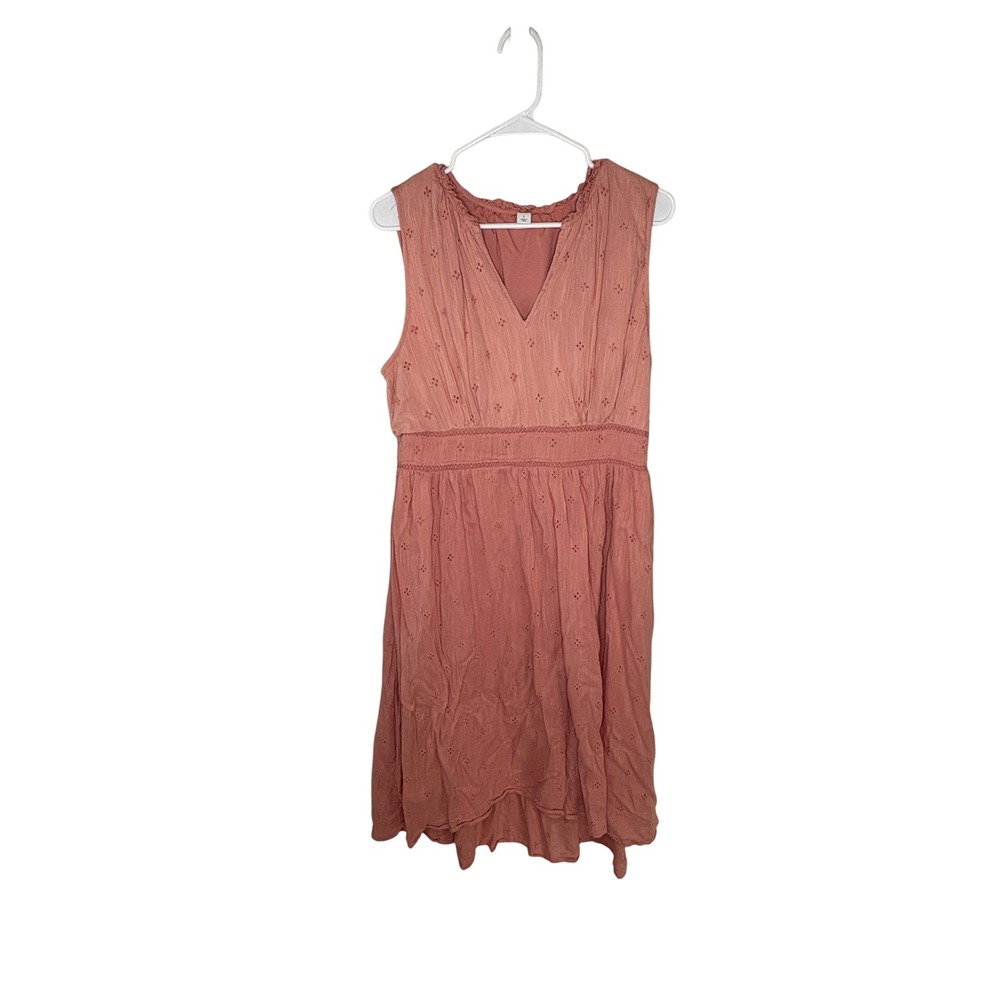 Old Navy Antique Coral Eyelet Sleeveless Midi Dress Large Boho Cottagecore